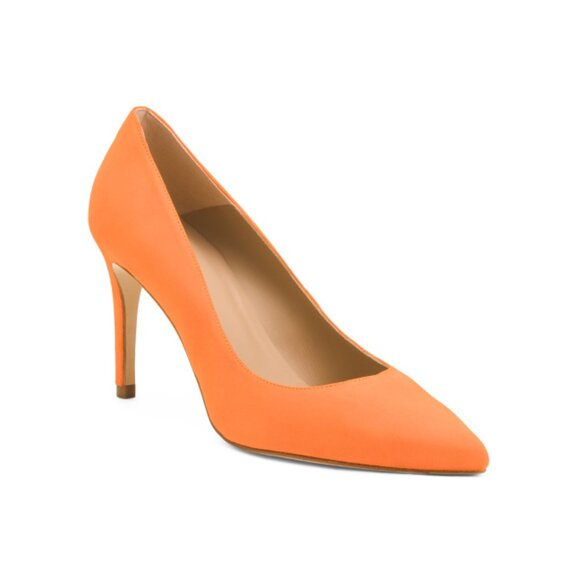 LK BENNETT Jewelry - LK BENNETT Orange Made In Spain Suede Floret Pointy Toe Court Pumps